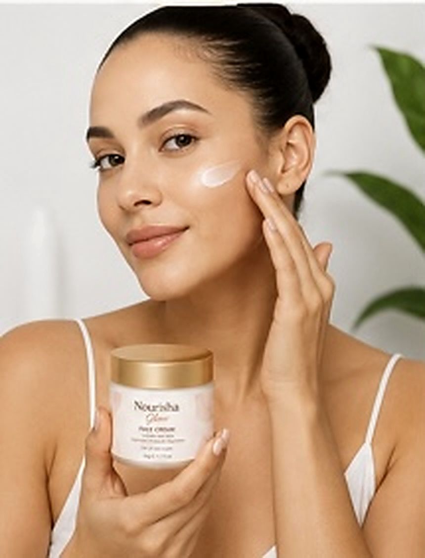 Nourisha Glow skincare model
