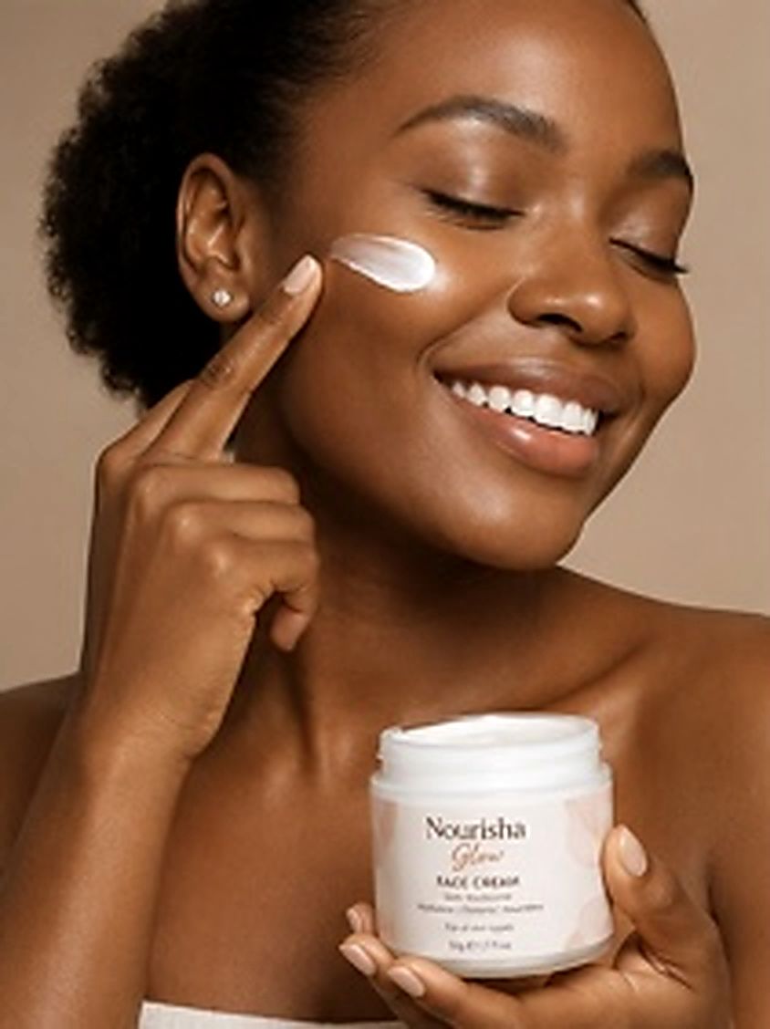 Woman using Nourisha Glow skincare